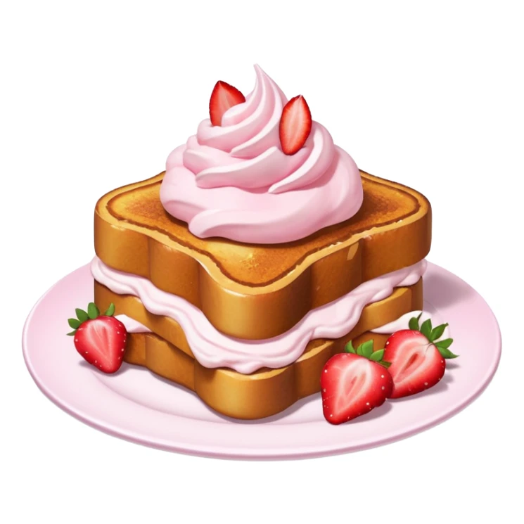 French toast with strawberries and pink whipped cream sticker