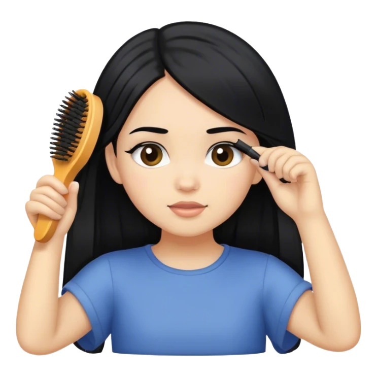 Black hair girl light skin brushing her hair sticker