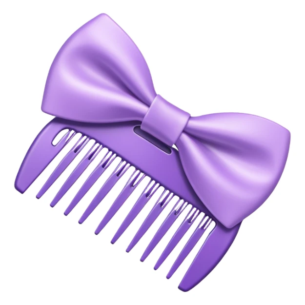 pastel purple styling comb in ios emoji style with a bow and background sticker