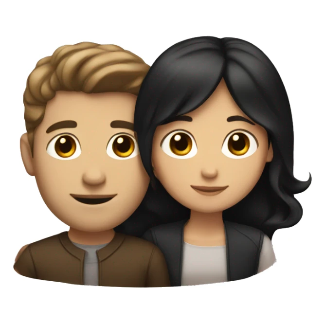 White man with brown hair hugging girl with black hair sticker