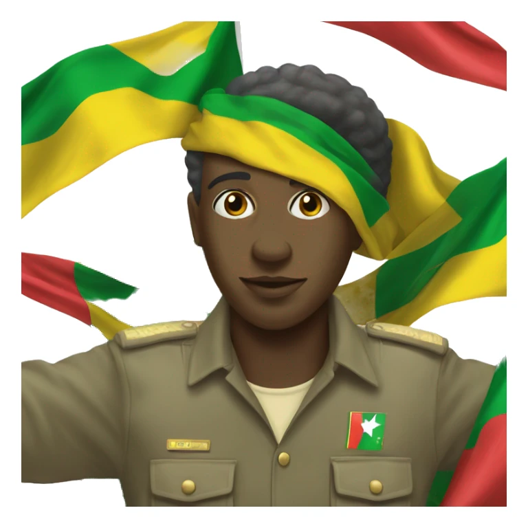 Crea una persona que tenga la bandera de Senegal  sticker