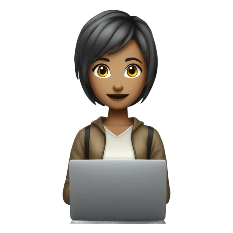 a pretty gamer girl with a pixie hair cut (light skin) playing on computer  sticker