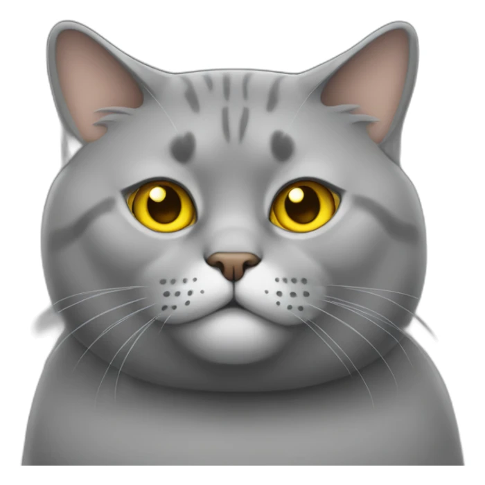 Fat cat grey with yellow eyes sticker