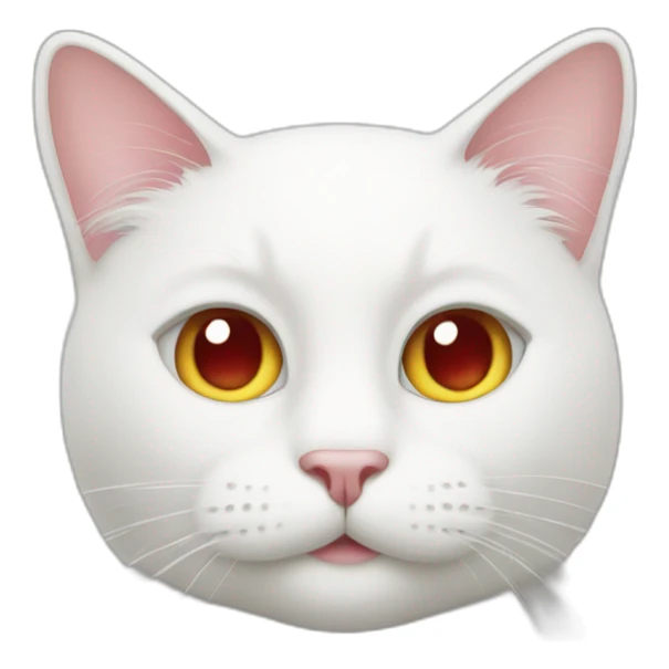 white cat with hearts in eyes on ios emoji style sticker