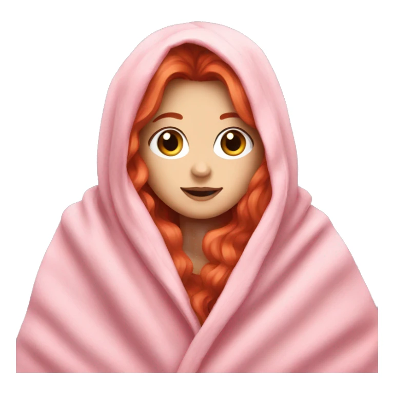 A white girl red hair in a pink blanket sticker