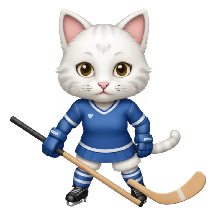 female cat hockey player with stick sticker