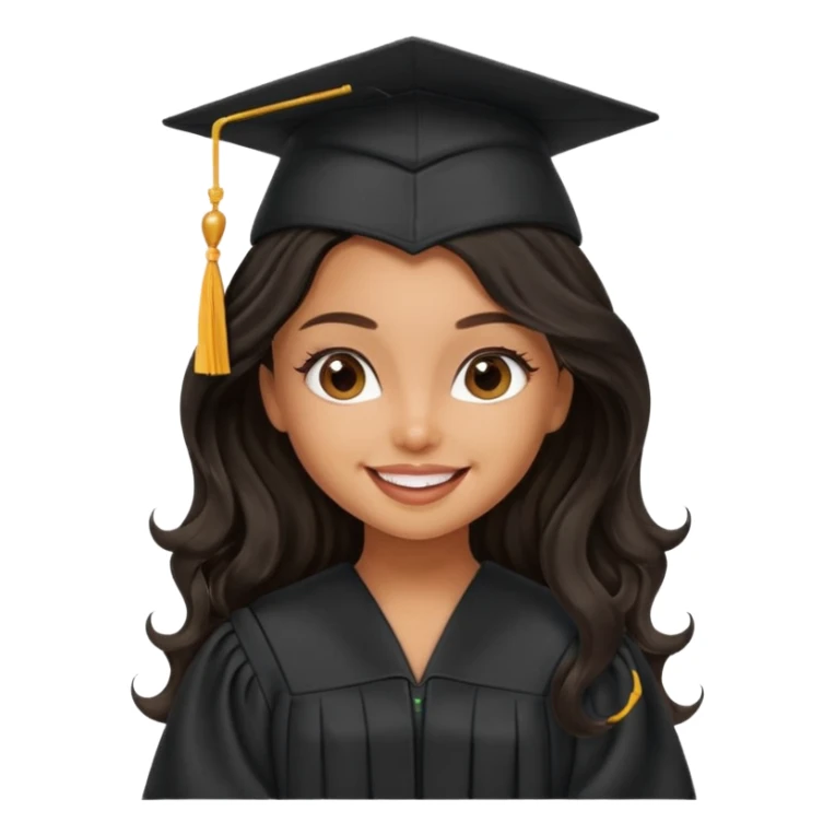 a pretty tan bratz girl with black wavy long hair graduating sticker