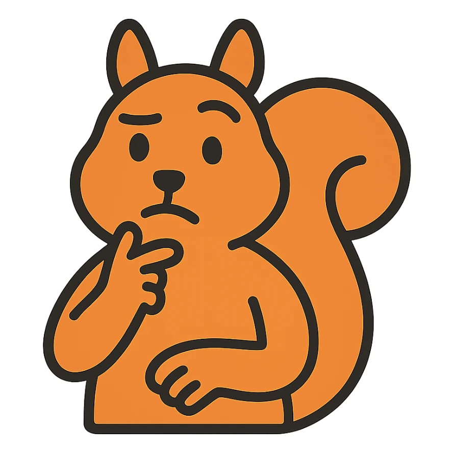 squirrel with a pensive expression, one eyebrow raised, deep in thought sticker