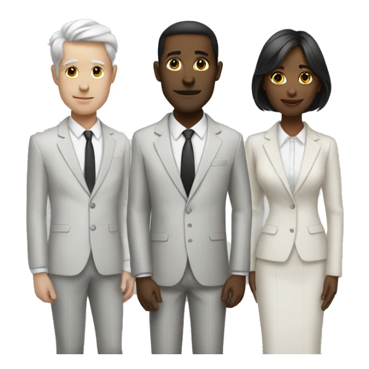 3 people stand in suit white skin sticker