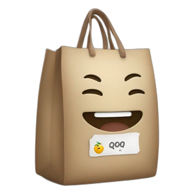 character with bag inscription QOOQ sticker