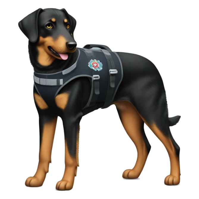 Beauceron dog full body wearing service dog vest  sticker