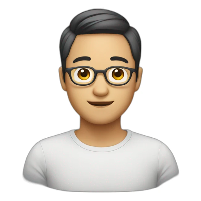 round faced asian male avatar with glasses and with light beard sticker