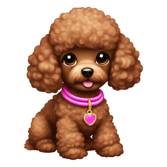 Toy poodle brown with pink necklace  sticker