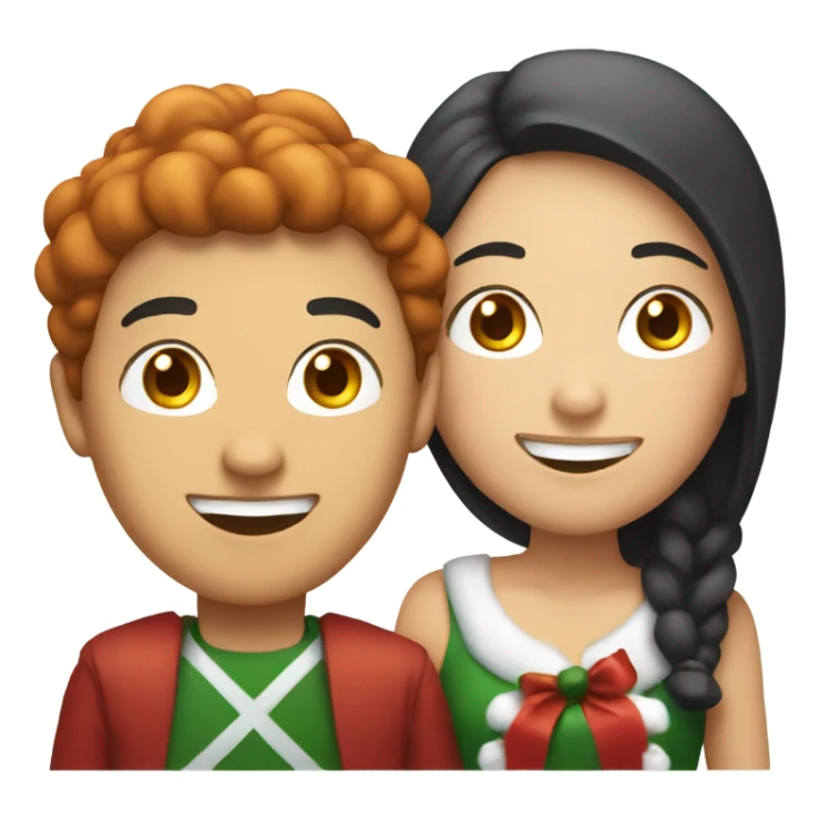 Asian guy and redhead women celebrate Christmas  sticker