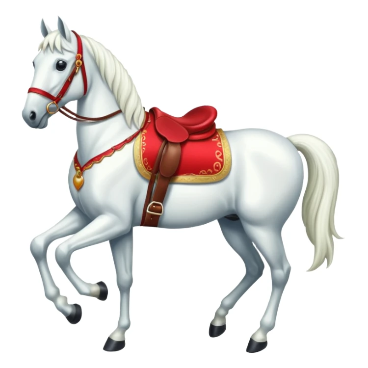 Christmas white horse with a full-length red saddle sticker