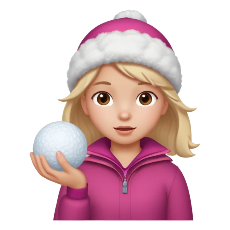 kid girl with sweated holding snowball sticker