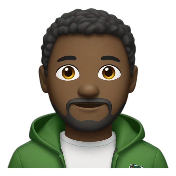 A dark skin short-haired person with a beard at the bottom and a light mustache, wearing Lacoste clothes  sticker