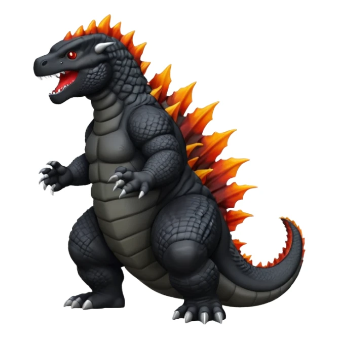 Buatkan gambar Godzilla hitam yg sedang marah sticker