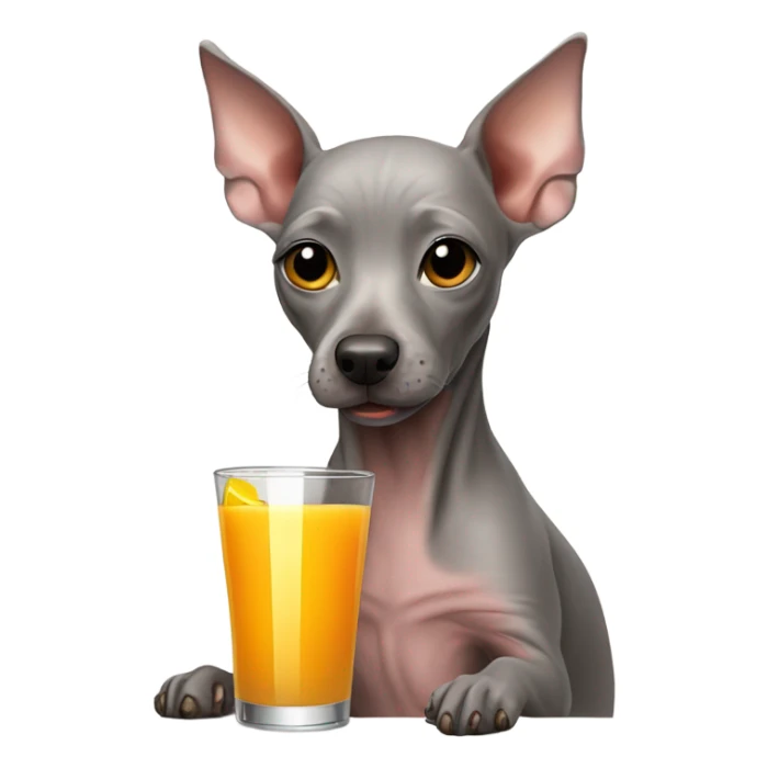 American Hairless Terrier drinking juice  sticker