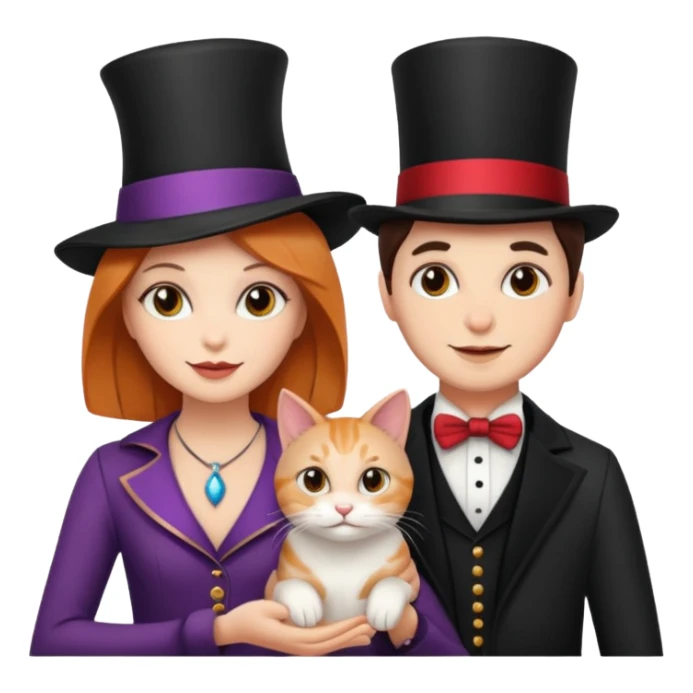 magician couple and their pet cat sticker