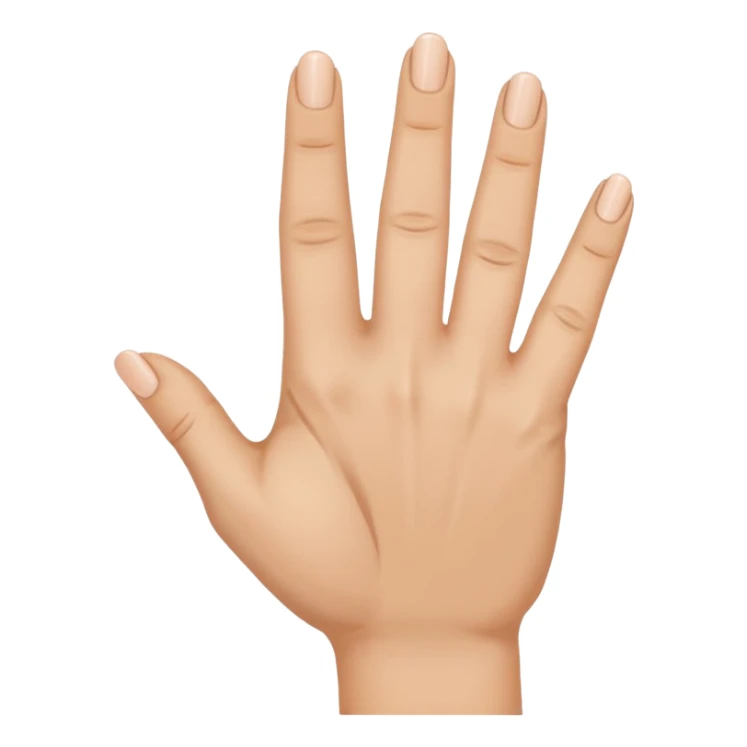 the ring finger, index finger, and middle finger facing up while the thumb and pinky finger are facing inwards towards the hand sticker