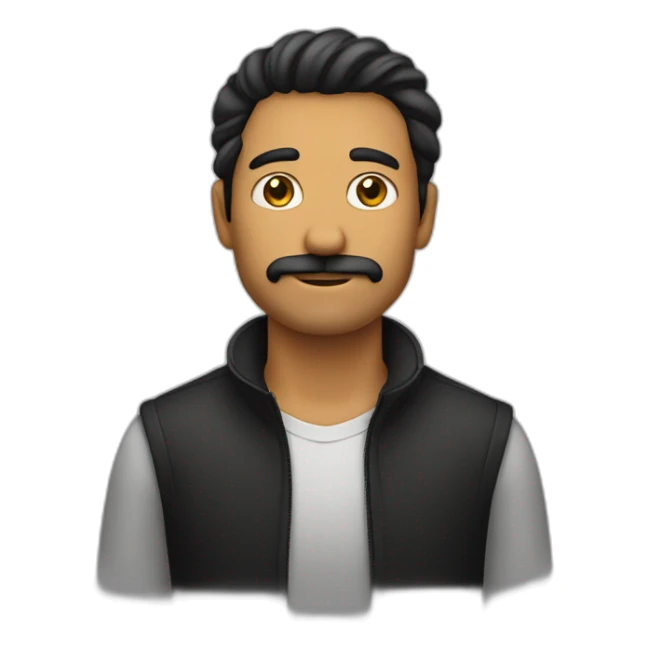 hombre sin bigote con pelo negro y parado sticker