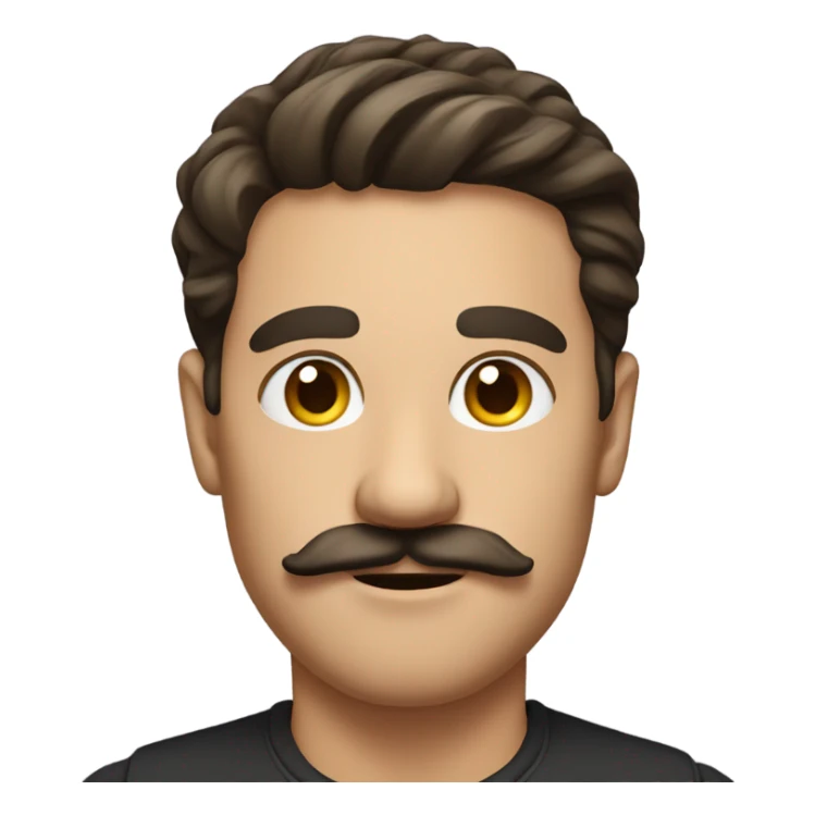 Brunette man with a mustache sticker