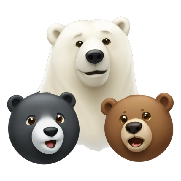 3 sweet bears. A polar bear,brown bear and black bear  sticker