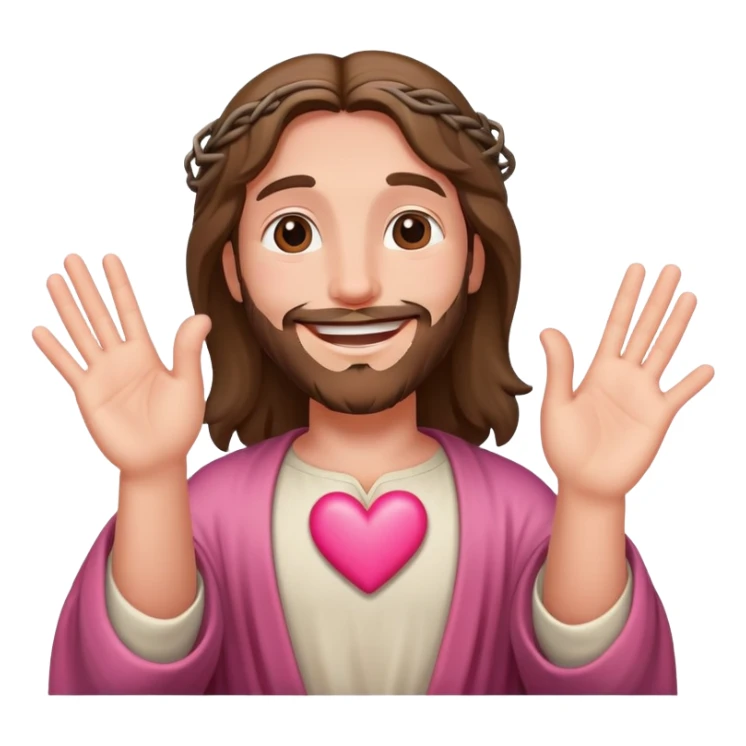 Happy Jesus forming a pink heart with fingers sticker