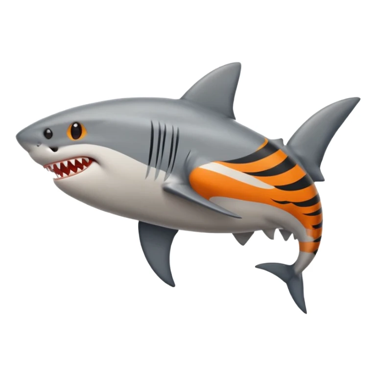 side view of shark body with a cat face sticker