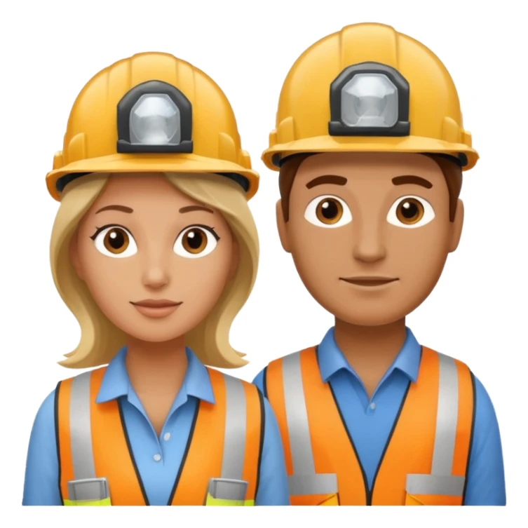 me haces una mujer y un hombre vestidos como constructores de obra sticker