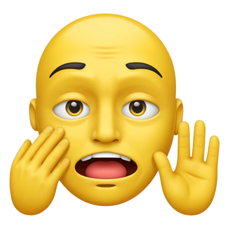 A straight face emoji with a slight look of disgust, a horizontal hand where the neck would be. All yellow. It should be a normal emoji with no body parts except the floating jandc sticker