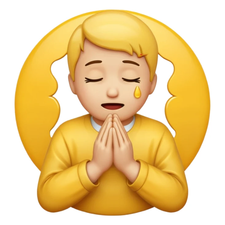 Crying emoji with praying hands in front of it sticker