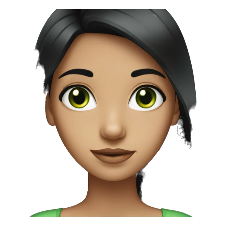 Black haired girl with green eyes sticker