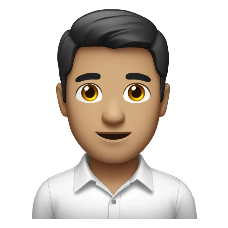 office guy, black short hair, white shirt sticker