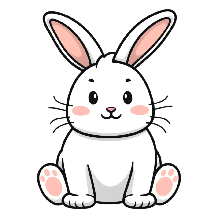 white bunny bowing politely, paws together sticker