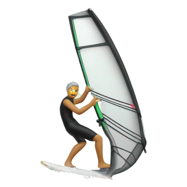 Windsurfer, schwarzer shorty, graue Haare, surft mit einer Hand am Segel sticker