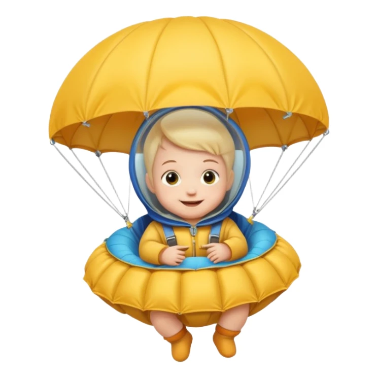 Skydiving baby with parachute and UFO sticker
