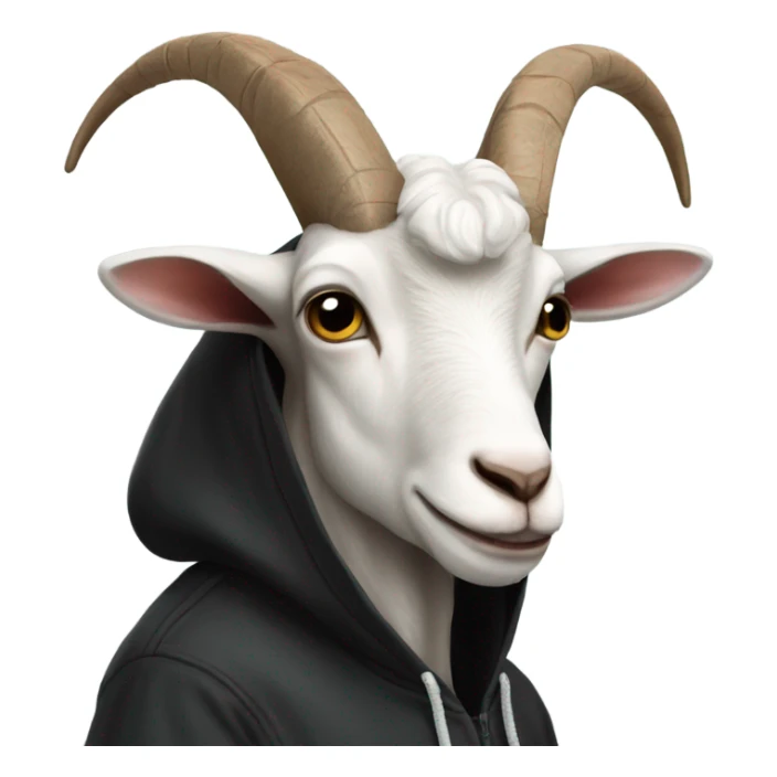Goat with a big brain wearing black hoodie  sticker