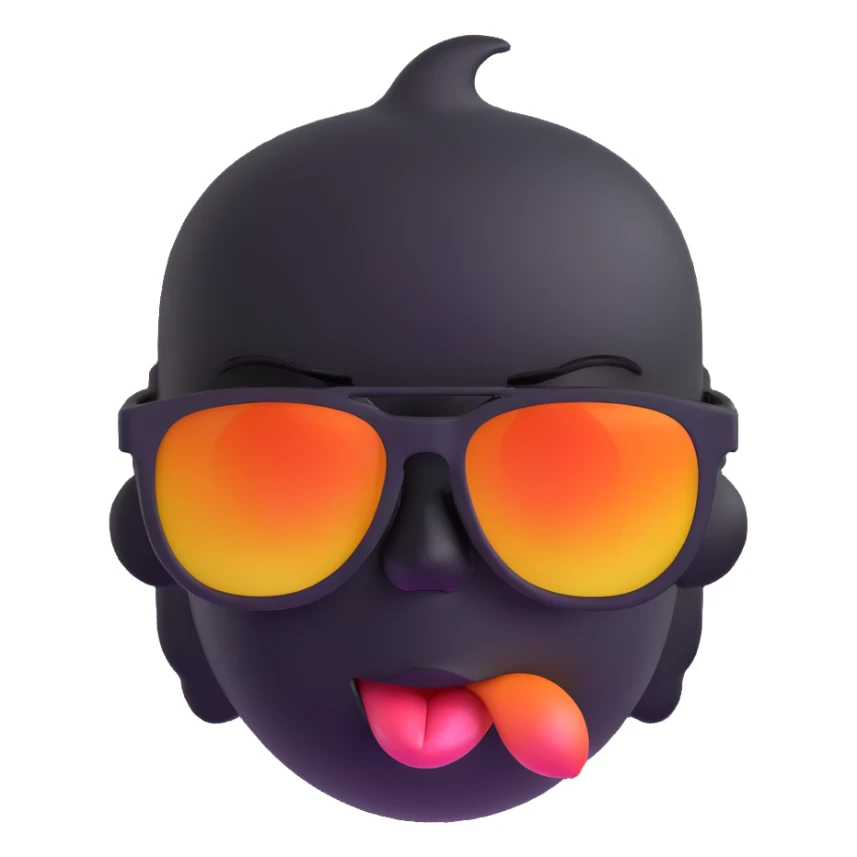 face with sunglasses, tongue out, looking overheated sticker