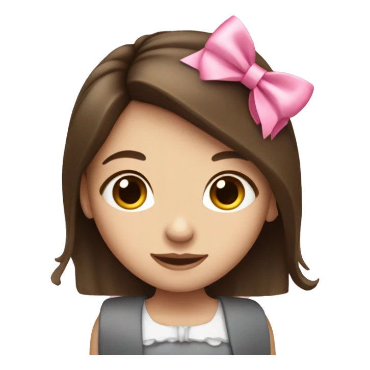 Cute brunette girl with long hair and pink bow sticker