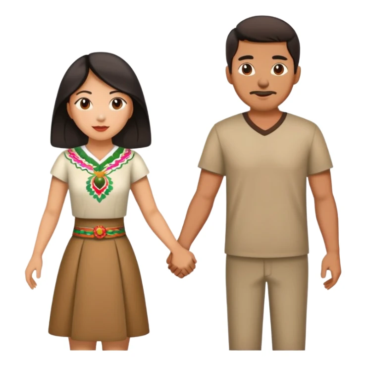 mexican guy and asian girl hold hands sticker