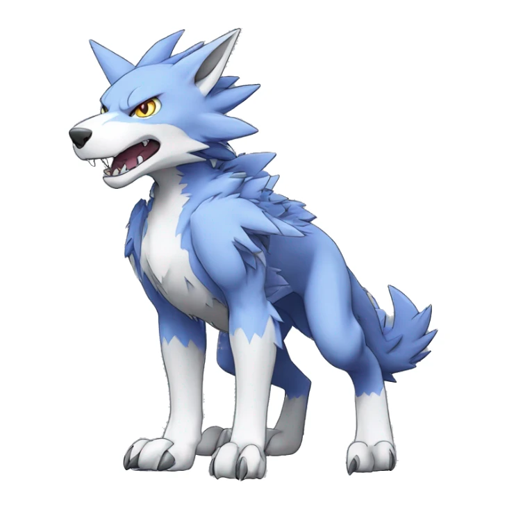  Cool Edgy Digimon-Fakemon-Garurumon-Loogamon-Dorulumon-Wolf full body sticker