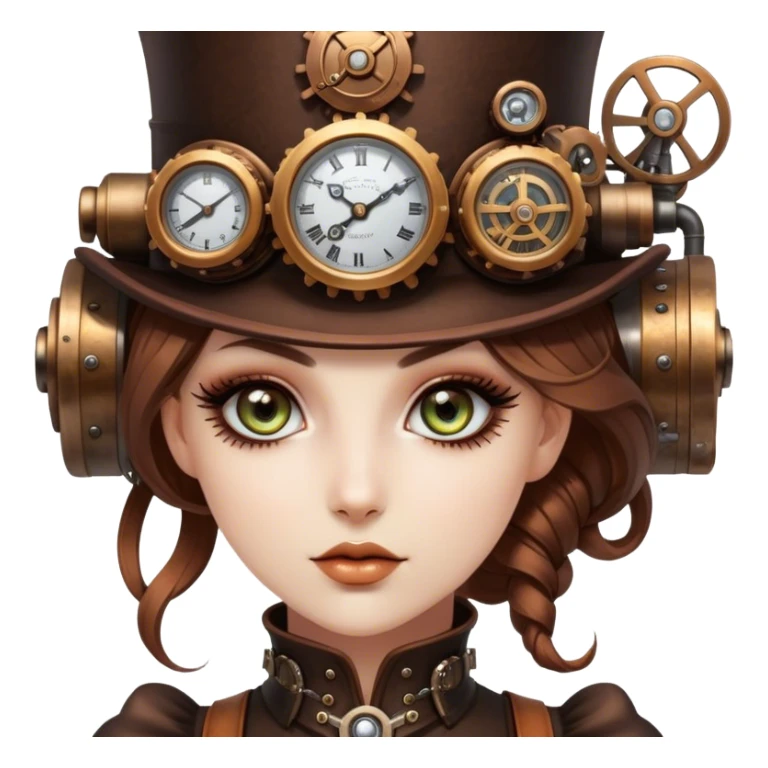Beautiful Steampunk style woman with large glistening eyes sticker