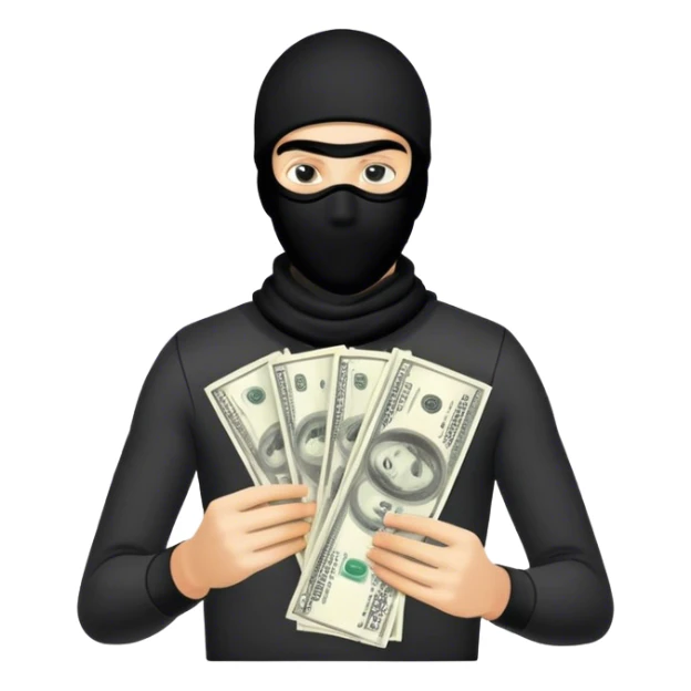 young man with a ski mask doing a money spread sticker