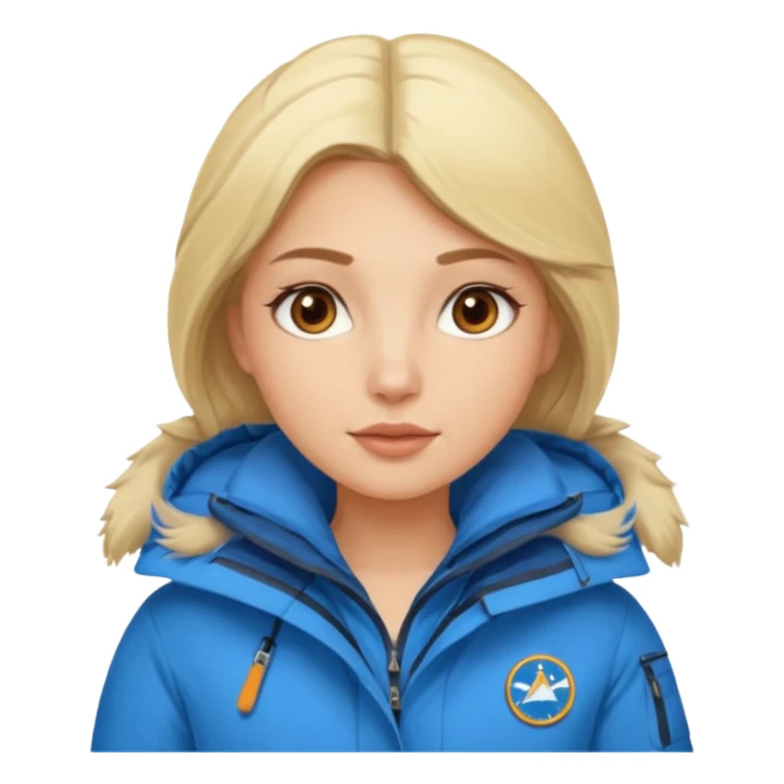 Luxury blonde model, brown eyes, polar explorer, blue clothes sticker