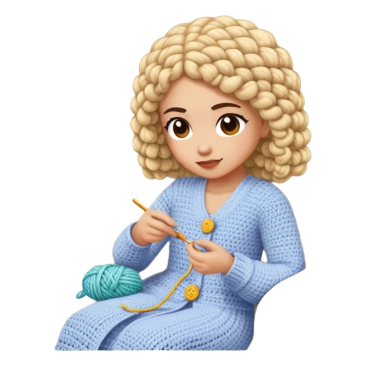 Girl who is crocheting on a sofa  sticker