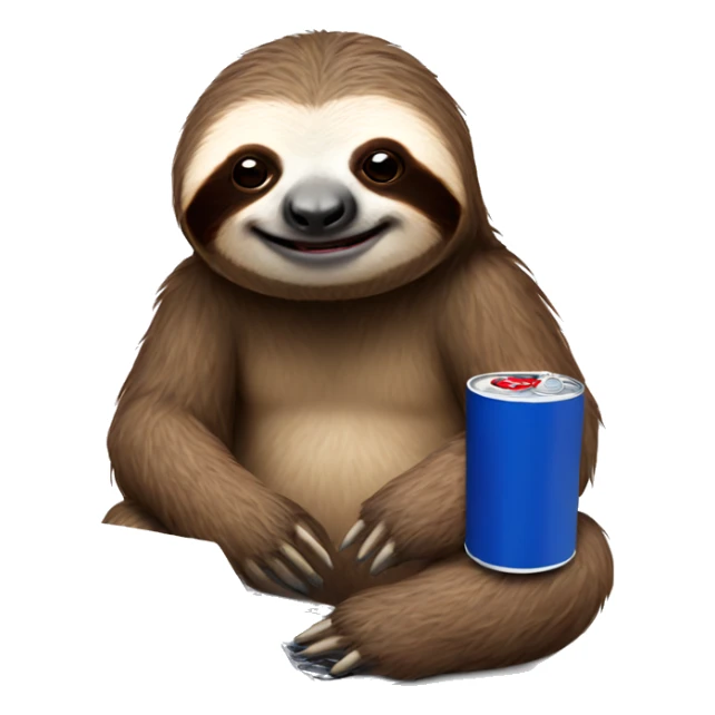 sloth with RedBull can and laptop sticker