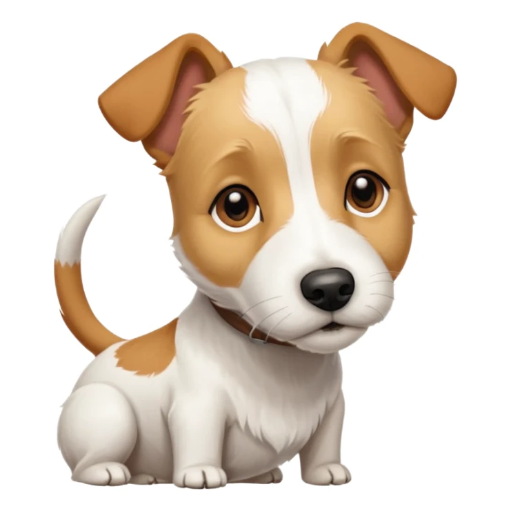 a full body facing front on of a buff white parson russell terrier looking dog the size of a kelpie with light brown long ears resting on its face and a light brown patch on one eye and a large snout. the rest of the dog is completely white.  sticker