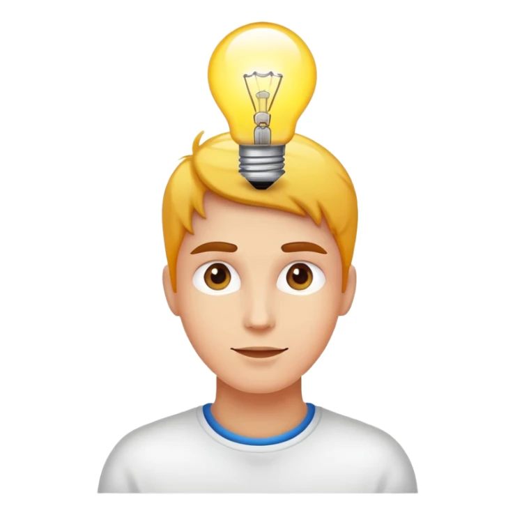 person with light bulb above head, healthy glowing person sticker